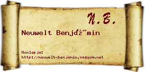 Neuwelt Benjámin névjegykártya