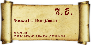 Neuwelt Benjámin névjegykártya